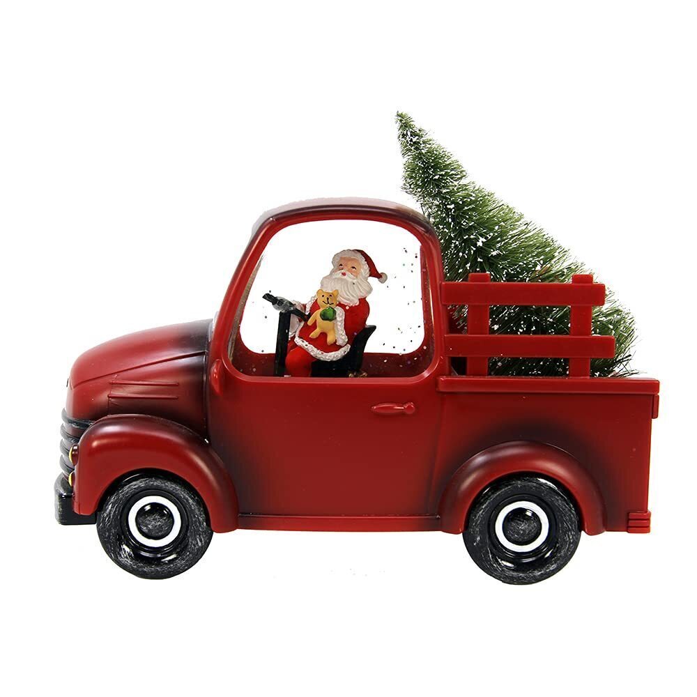 4015 San Francisco Music Box Musical Santa in Red Truck with Spinning Water